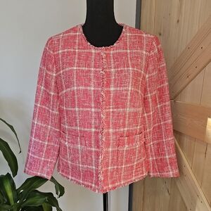TALBOTS size‎ 8 women's pink tweed blazer. Fully lined with pockets